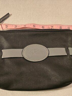 Rebecca Ray Black Leather Clutch Makeup Bag Horse Medallion Made in USA